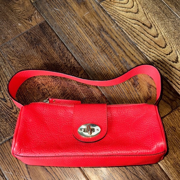 kate spade Handbags - VTG Kate Spade Red Leather Turn Lock Mini Shoulder Bag